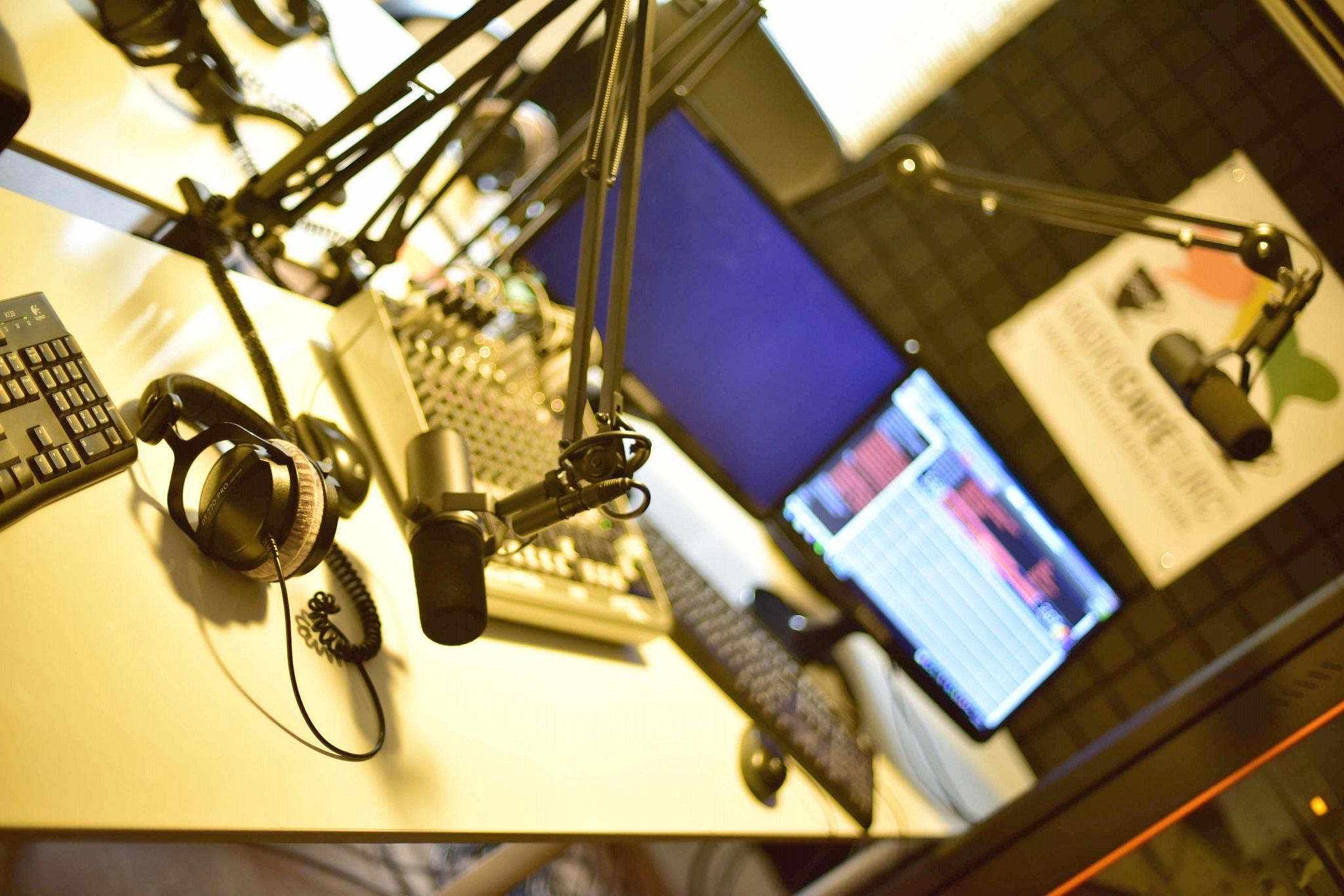Behind the microphone